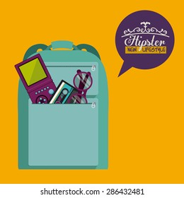 hipster design over yellow background, vector illustration
