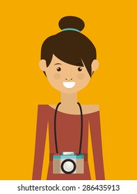 hipster design over yellow background, vector illustration
