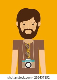 hipster design over yellow background, vector illustration