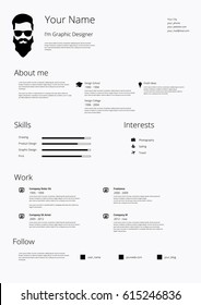 Hipster Designer CV Resume. Vector Illustration