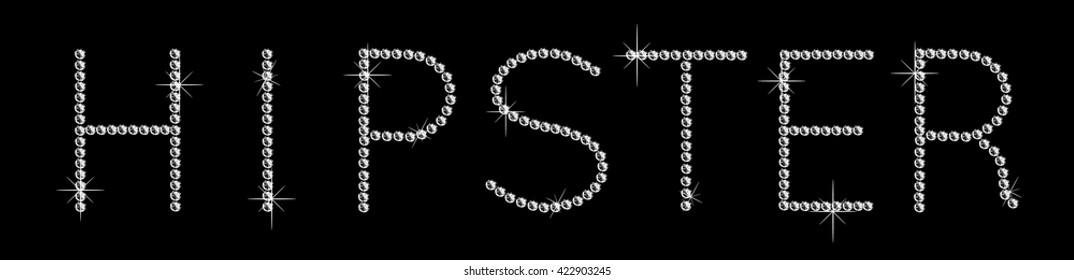 Hipster diamond sign on black background. Vector art.