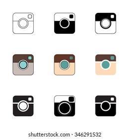 Hipster digital photo camera icons set. Vector illustration EPS 10