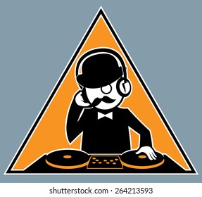 Hipster DJ: Illustration of hipster DJ. No transparency and gradients used.