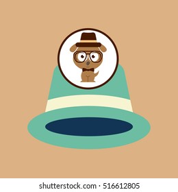 hipster dog symbol hat design vintage background vector illustration