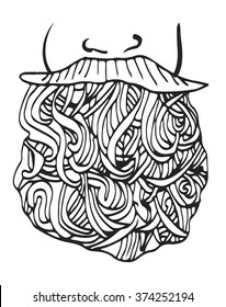 hipster doodle beard, fashion illustration.Vector background