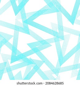 Hipster dotwork triangles vector seamless pattern. Geometric infinite background with dots texture. Gradient triangles of chevron dots seamless ornament. Fabric print.