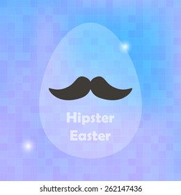 Hipster Easter Greeting Card with Egg and blured background. Holiday card blurred purple background. Vector illustration