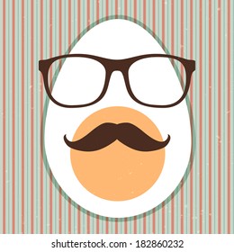 Hipster egg. Vintage Easter egg. Easter vintage card. Vector illustration.