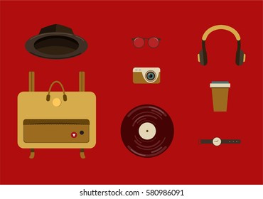 hipster elements and icons. flat design