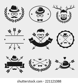 Hipster elements and labels set. Vector
