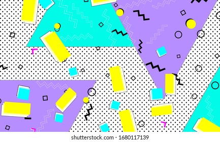 Hipster Elements. Memphis Yellow Cover. Graphic Drawing. Dot Flyer. Honey Splash Template. Fun Texture.