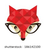 Hipster emblem with fox. Vector illustration for cool print. 