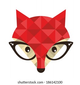 Hipster emblem with fox. Vector illustration for cool print. 