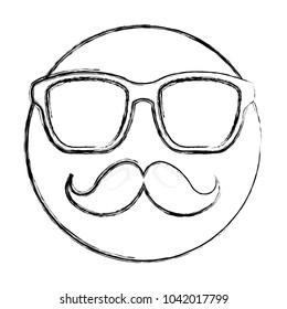 hipster emoticon mustache and glasses vintage