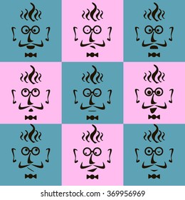 Hipster emotion face pop-art gray pink