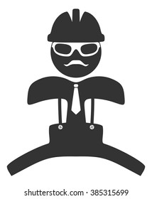Hipster engineer is jumping pictograph. Isolated on white background