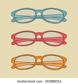 Hipster eyeglasses with retro color