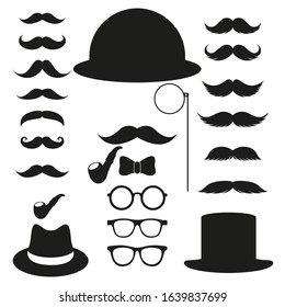 Hipster face and accessories. Vintage set. vector Illustration