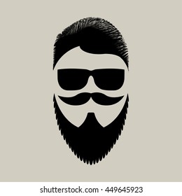 Hipster face with a beard mustache
