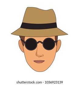 Hipster face cartoon