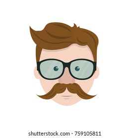 Hipster face cartoon icon vector illustration graphic design