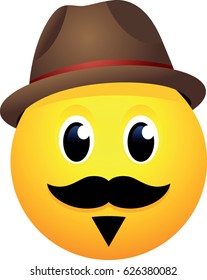 Hipster Face With Fedora Hat Emoji