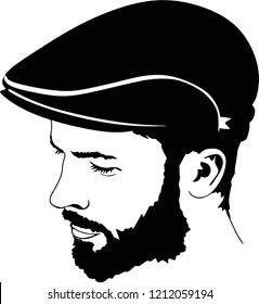 hipster face with hat, beard, mustache