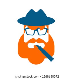 Hipster face icon. Hat and glasses. Vape electronic cigarette. Mustache and beard
 
