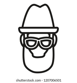 hipster face man contour on white background