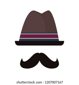 hipster face man contour on white background