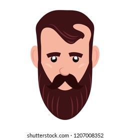 hipster face man on white background