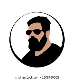 hipster face, vector illustration, flat style