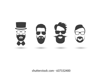 Hipster faces vector illustration set.