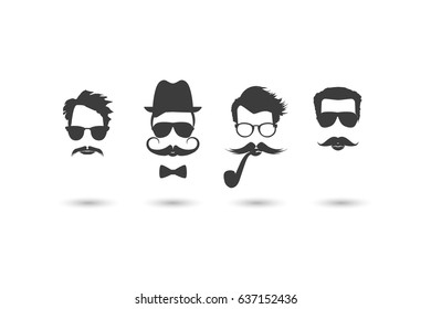 Hipster faces vector illustration set.