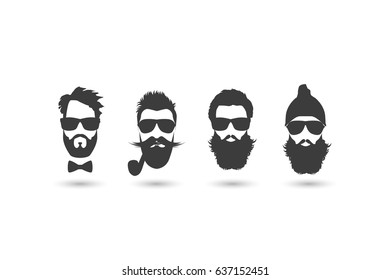 Hipster faces vector illustration set.
