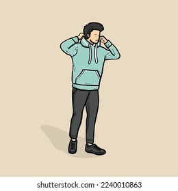 Hipster facing right side brown Background vector modern illustration