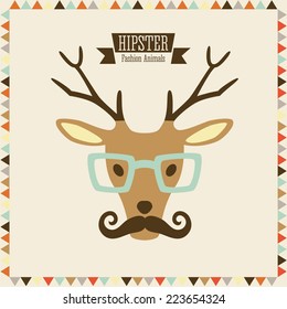 Hipster fashion animal with classic hipster elements. Reindeer.