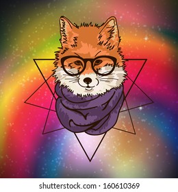 Hipster fashion fox illustration