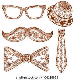 Hipster fashion, henna tattoo style.
Hipster accessories designed with mehndi patterns.
