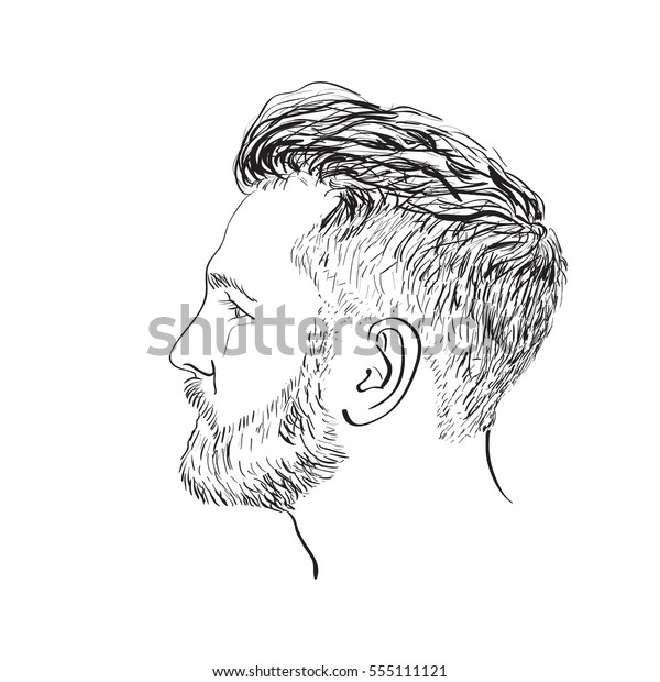 Hipster Fashion Man Beard Mustache Outline Stock Vector (Royalty Free ...