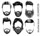 Hipster fashion man hair and beards, Hand drawn vector illustration set