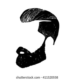 Hipster fashion man hair and beards, Hand drawn vector illustration