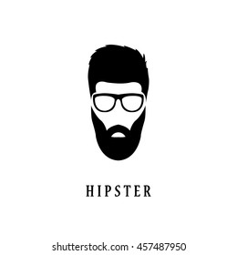 Hipster fashion man hair, beards and glasses. Vector illustration.