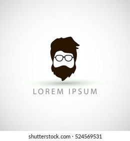 Hipster fashion man hair, beards and glasses. Vector illustration.