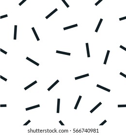Hipster Fashion Memphis Style Geometric Pattern. Abstract Seamless Pattern with Lines, Circles and Squares. Vector Illustration.