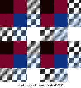 Hipster fashion pattern. Seamless checkered print for cotton shirts. Casual style textile collection. Purple, blue, black.