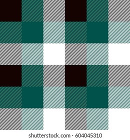 Hipster fashion pattern. Seamless checkered print for cotton shirts. Casual style textile collection. Green, black, white.