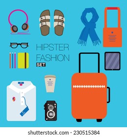 Hipster fashion set. Vector.