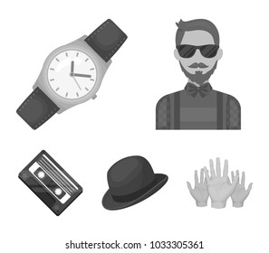 Hipster, fashion, style, subculture .Hipster style set collection icons in monochrome style vector symbol stock illustration web.