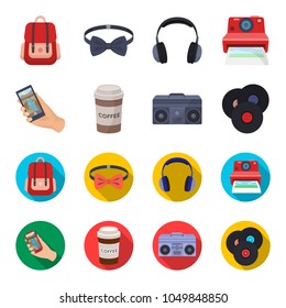 Hipster, fashion, style, subculture .Hipster style set collection icons in cartoon,flat style vector symbol stock illustration web.